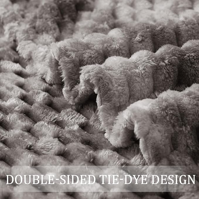 Exclusivo Mezcla Fleece Twin Blanket for Bed, Extra Large Fuzzy Tie-dye Grey Bed Blankets, Soft Cozy Plush Sofa Throws for All Seasons, 90x66 Inches
