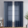 OVZME Navy Blue Sheer Curtains 78 Inches Long 2 Panels - Soft Light Filtering Window Sheer Panels for Living Room/Bedroom, Top Dual Rod Pocket, 1 Pair, Each 42Wx78L Inches