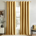 MIULEE Velvet Curtains Golden Elegant Grommet Thermal Insulated Soundproof Room Darkening Curtains/Drapes for Classical Living Room Bedroom Decor 52 x 96 Inch Set of 2