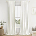 Ivory 100% Blackout Linen Curtains 102 Inch Length 2 Panels Set for Living Room Bedroom Back Tab Thermal Insulated Black Out Drapes Room Darkening Farmhouse Style for Bedroom Window Curtains 52x102