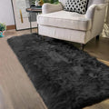 Latepis Black Runner 2x5 Washable Rug Faux Sheepskin Bedroom Rug Soft Fluffy Fur Rugs for Sofa Cover Cushion Room Décor, Runner
