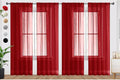 SpaceDresser Christmas Red Sheer Curtains 4 Panels Rod Pocket Semi-Sheer Curtain 90 Inches Long Light Filtering Voile Window Drapes for Bedroom Living Room Kitchen, Each 52W x 90L