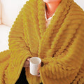 Mustard Yellow Fleece Throw Blanket for Couch Sofa Bed (50”×60”)