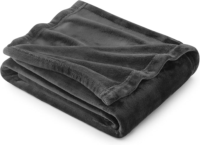 Bedsure GentleSoft Fleece Throw Blanket Dark Grey - 300GSM Blankets for Couch, Sofa, Bed, Soft Lightweight Plush Cozy Throws for Toddlers