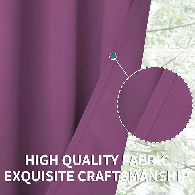 BGment Room Darkening Curtains 72 Inches Long - Grommet Thermal Insulated Drapes Window Treatment Curtains for Bedroom, 2 Panels, 42 x 72 Inch, Eggplant Purple