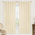 LAMIT Beige Linen Window Curtains 72 Inch Length 2 Panels, Thick Linen Textured Light Filtering Rod Pocket Burlap Boho Neutral Privacy Drapes for Bedroom/Living Room, Beige, 52 x 72 Inch