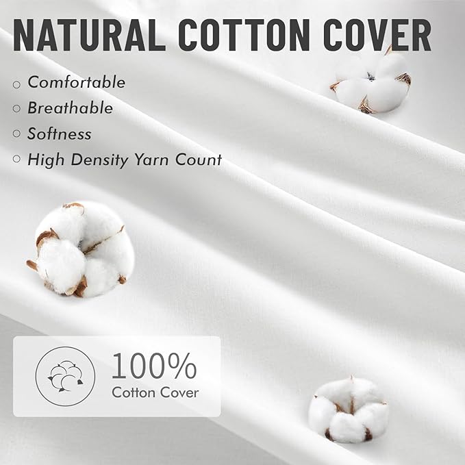 MIULEE 22x22 Pillow Inserts,Set of 4 100% Virgin Microfiber with Cotton Cover Throw Pillows for Couch Sofa and Bed
