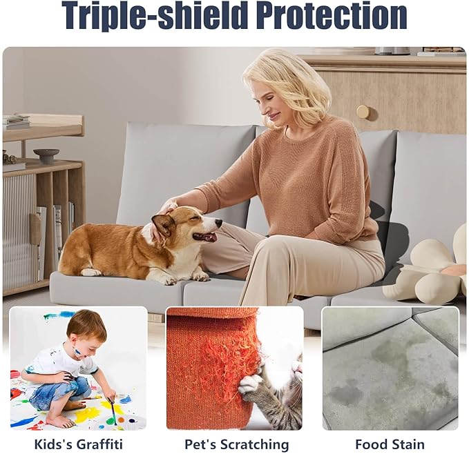 8Pcs Stretch Patio Cushion Covers, Outdoor Couch & Sofa Replacement Slipcovers for Patio Furniture Cushion Covers, Washable Reusable Furniture Protector