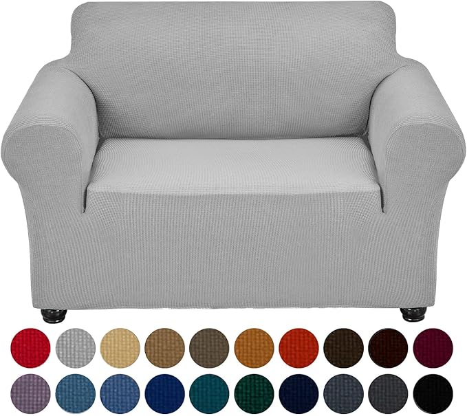 Joccun Stretch Chair Couch Cover,1-Piece Sofa Slipcover Spandex Jacquard Fabric Sofa Covers with Elastic Bottom,Washable Furniture Protector for Dogs,Cats,Kids(Armchair, Wide 35" - 55",Silver)