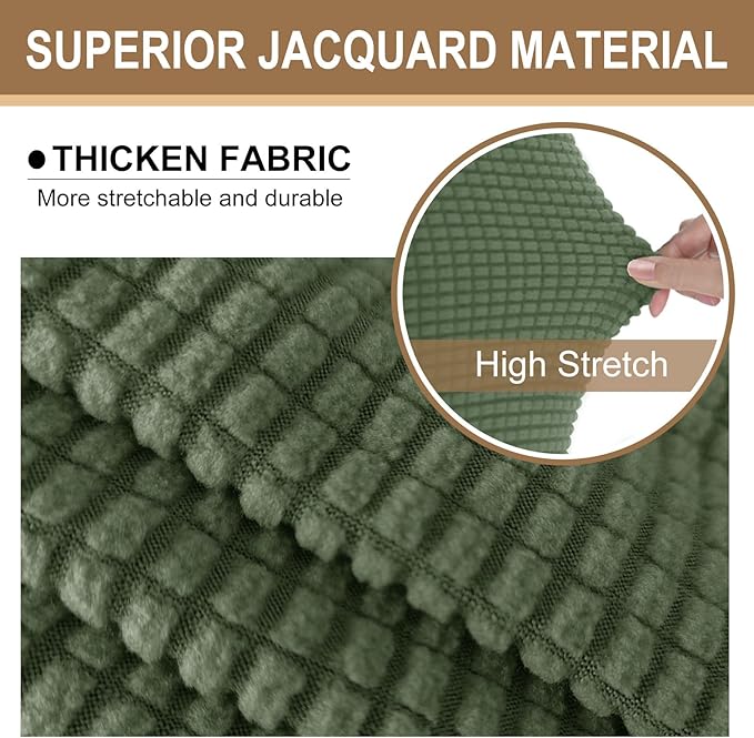 U-NICE HOME Stretch Futon Cover Armless Bed Slipcover - Soft Jacquard Fabric Washable for Pet Friendly, Loden Frost