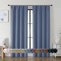 Simplebrand Ava Denim Blue Blackout Curtains for Bedroom, 72 Inch Length, 2 Panels, Privacy Thermal Insulated Rod Pocket Curtains for Patio, French Door, W40 x L72 Inch