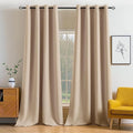 MIULEE Room Darkening Extra Long Curtains Thermal Insulated Drapes Solid Window Treatment Set Grommet Top Light Blocking Blackout Curtain for Living Room/Bedroom 2 Panels 52 x 112 inch Beige