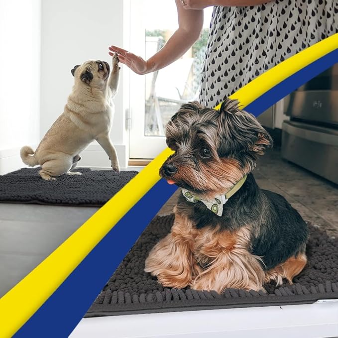 Muddy Mat® | Super Absorbent Door Mat Indoor, Microfiber Quick Dry Chenille Entryway Rug, Non-Slip Front Door Mat, Indoor Mats for Entryway, Machine Washable Pet Rug, Charcoal 24" x 72"