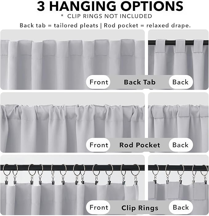 Deconovo Blackout Curtains, Thermal Insulated, W42 x L95 2 Panels, Back Tab, Machine Washable, Room-Darkening Drapes for Bedroom/Living Room Star White