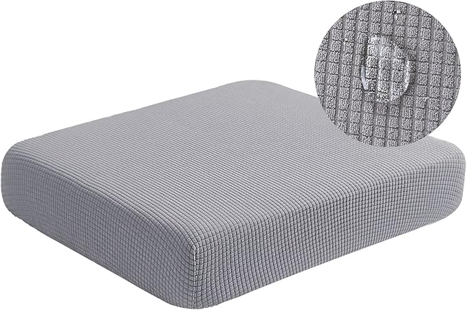 Water-Resistant Spandex Couch Cushion Covers, Stretch Sofa Settee Slipcover Furniture Protector for Living Room, Washable (Sofa Cushion, Light Gray)