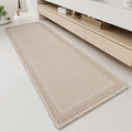 RESARE Waffle Bathroom Runner Rugs, Super Absorbent Bath Mat Non Slip Washable Quick Dry, Upgraded Ultra Soft Boho Bath Rugs with Tassels for Hallway Bedroom Laundry Room, 2'x5'(24"x60"), Pale Beige