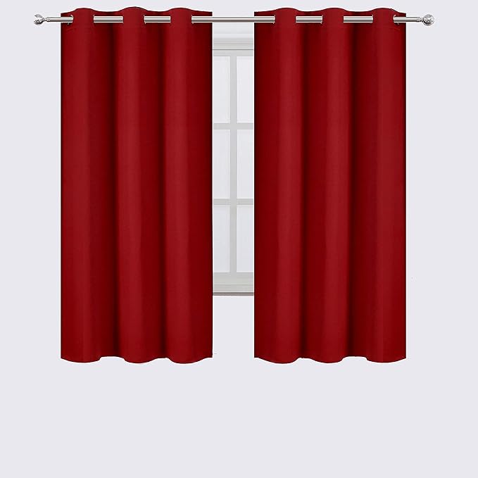 LEMOMO Red Blackout Curtains 42 x 63 Inch/Red Curtains Set of 2 Panels/Room Darkening Bedroom Curtains