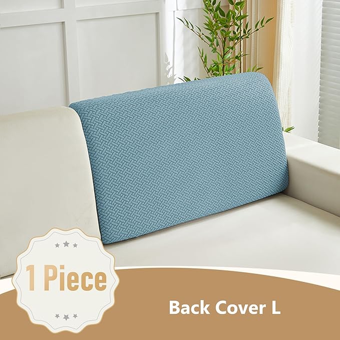 Couch Cushion Covers for Sofa Couch Covers Wear-Resistant Universal Sofa Cover Washable Stretch for Sectional Slipcovers (Texture-Sea Blue,Back Cover L)