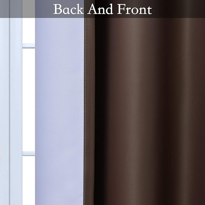 SimpleHome Ombre Room Darkening Curtains for Bedroom, Gradient Grey White to Brown Light Blocking Thermal Insulated Grommet Window Curtains/Drapes for Living Room,2 Panels, 52x72 inches Length