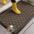 GORILLA GRIP 100% Waterproof All-Season WeatherMAX Doormat US Designed Natural Rubber, Stain and Fade Resistant, Low Profile Indoor Outdoor Door Mats, Easy Clean Patio Mat, 29x17, Latte Quatrefoil