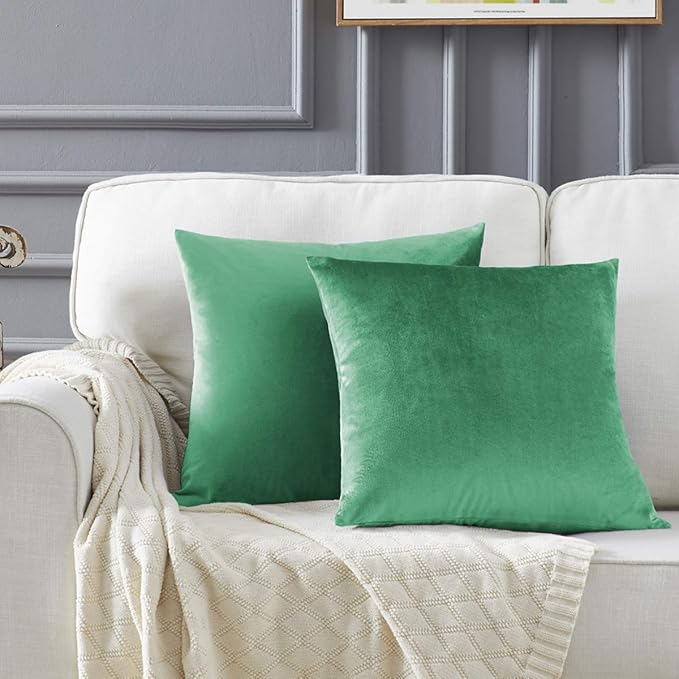 GIGIZAZA Decorative Couch Throw Pillow Covers,Set of 2 Mint Turquoise Square Pillow Cushion Covers 22x22,Pillow Cases Velvet Pillow Covers