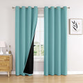 ChrisDowa 100% Blackout Curtains 84 inch Long for Bedroom with Black Liner, 2 Thick Layers Total Blackout Thermal Insulated Grommet Window Curtains 2 Panels Set (Aqua, 52 x 84 Inch)