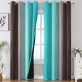 Estelar Textiler Teal and Brown Blackout Curtains for Bedroom, Thermal Insulated Drapes 108 Inches Long, Full Light Blocking Energy Saving Long Curtains for Living Room, 52Wx108L, 2 Panels