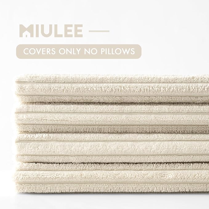 MIULEE Boho Farmhouse Throw Pillow Covers 18x18 Inch Set of 4 Mordern Nordic Cushion Covers Soft Corduroy Spring Home Decor for Couch Bed Sofa Living Room Cream White