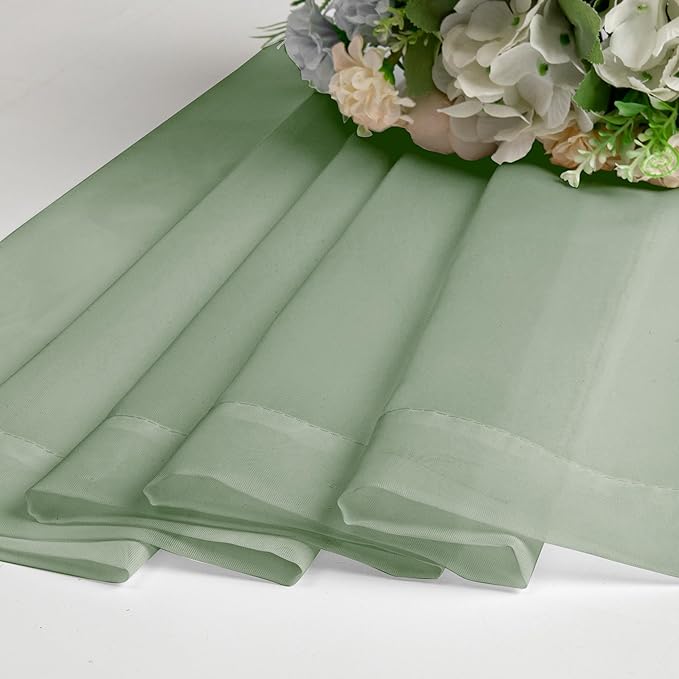 Aiyufeng 108 Inch Sage Green Sheer Window Curtains for Farmhouse, Rod Pocket Voile Window Treatment Vertical Panels for Study Room/Bedroom/Living Room, Sage Green, W59 x L108, 2 Panels