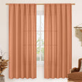 LAMIT Terracotta Linen Curtains 72 inches Long for Living Room, Soft Thick Semi Sheer Light Filtering Rod Pocket Window Treatments Fall Decor Drapes for Bedroom, 2 Panels Set, 52 x 72 Inch