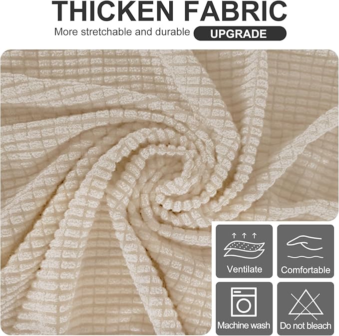 U-NICE HOME Stretch Futon Cover Armless Bed Slipcover - Soft Jacquard Fabric Washable for Pet Friendly, Beige