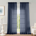 OWENIE Extra Long Navy Blue Sheer Curtains 96 Inches Long 2 Panels Set, Soft Lightweight Airy Voile Sheer Curtain for Bedroom Living Room, Rod Pocket Solid Color Farmhouse Curtains, 59" Wx96 L Inch