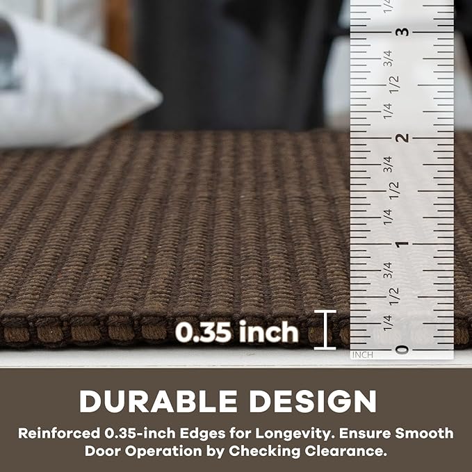 KOZYFLY Runners for Hallways 3x8 ft Washable Kitchen Runner Non Slip Rubber Backed Hall Runners Cotton Entryway Runner Rugs Floor Carpet for Indoor Backdoor Bedroom Kitchen, Reddish Brown/Coffee