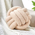 Uvvyui Knot Pillow Ball, Soft Home Decorative Pillows, Round Throw Pillow, Handmade Knotted Plush Pillow, Round Boucle Pillow Cushion (11 Inches Beige)