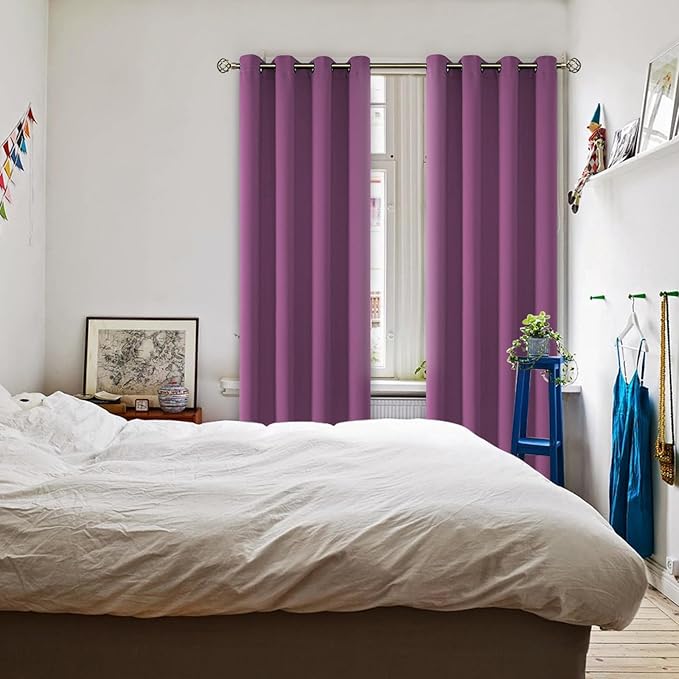 BGment Room Darkening Curtains 84 Inches Long - Grommet Thermal Insulated Drapes Window Treatment Curtains for Bedroom, 2 Panels, 52 x 84 Inch, Eggplant Purple