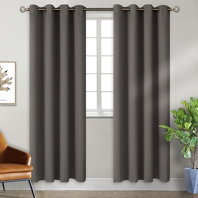 BGment Blackout Curtains for Bedroom - Grommet Thermal Insulated Room Darkening Curtains for Living Room, Set of 2 Panels, Each 46 x 84 Inch, Grey