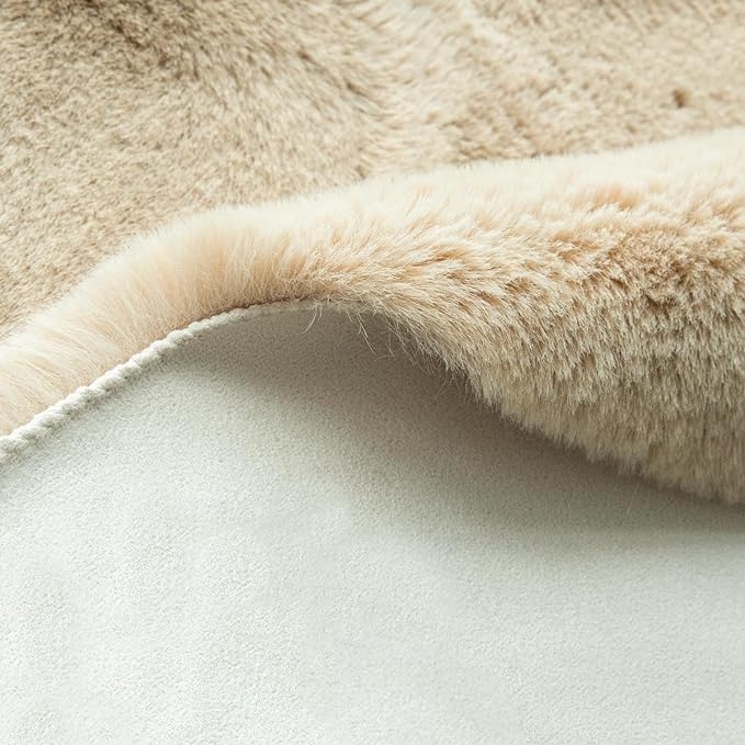 ORINOVA 5x7 Area Rug Light Brown Beige Plush Shaggy Rugs for Bedroom Washable Faux Rabbit Fur Rug for Living Room Fluffy Large Nursery Rug Home Décor