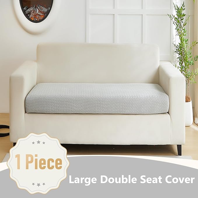 Couch Cushion Covers for Sofa Couch Covers Wear-Resistant Universal Sofa Cover Washable Stretch for Sectional Slipcovers (Texture-Light Gray,Large Double Seat Cover)