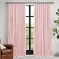 RYB HOME Pink Velvet Curtains 96 inches, Back Tab Soft Fabric Room Darkening Thermal Insulated Luxurious Home Decor Curtains for Living Room Bedroom, W 52" x L 96", 2 Panels Set