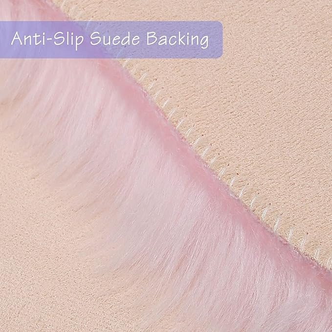 duduta Pink Faux Sheepskin Runner Rugs 2x6 ft, Fluffy Shag Bedroom Rug Fur Couch Sofa Covers Washable