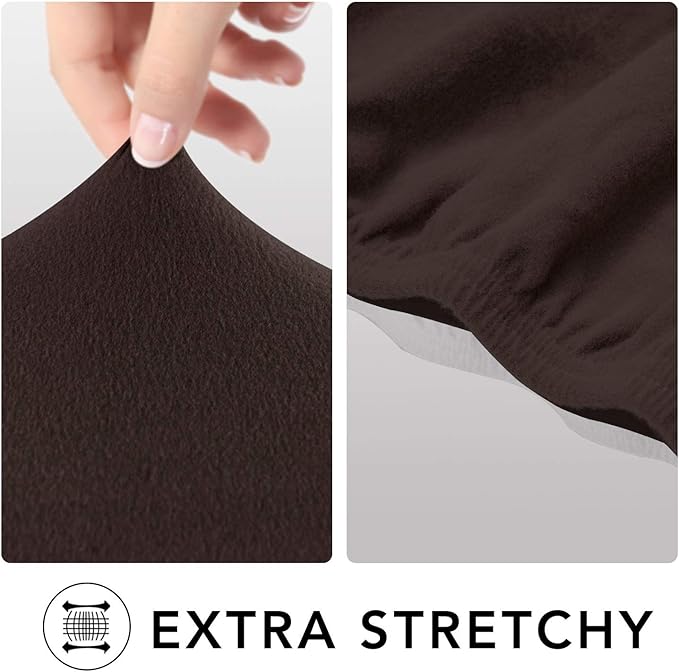 PureFit Super Stretch Sofa Slipcover – Spandex Non Slip Soft Couch Sofa Cover, Washable Furniture Protector with Non Skid Foam and Elastic Bottom for Kids, Pets （Oversized Sofa, Chocolate）