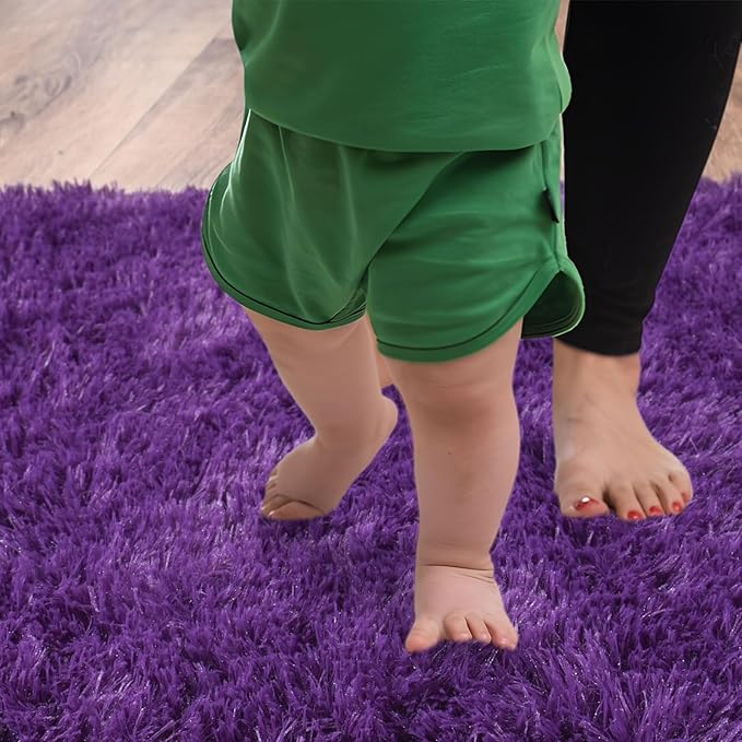 Soft Runner Rugs for Bedroom Hallways, 2x6 Purple Fluffy Shag Throw Area Rug Non Slip for Bedside Dorm, Long Shaggy Furry Carpet for Nursery Living Room