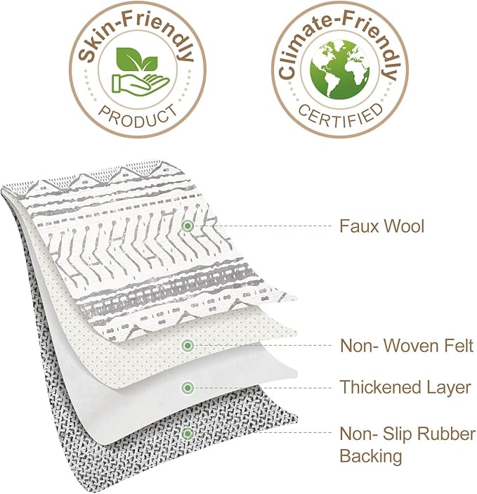 Nakagishi 5x8 Area Rug Living Room: Washable Boho Large Neutral Soft Rugs Farmhouse Stain Resistant Modern Indoor Non-Slip Carpet for Bedroom Nursery Kids Playroom Office Dining Room Dorm- Gray White