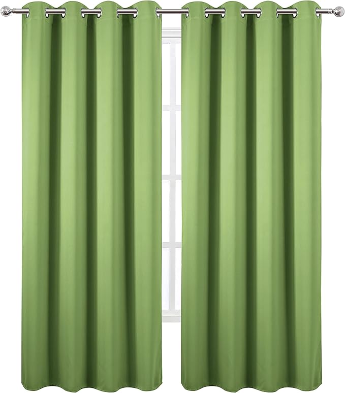 LEMOMO Light Green Thermal Blackout Curtains/52 x 95 Inch/Set of 2 Panels Room Darkening Curtains for Bedroom