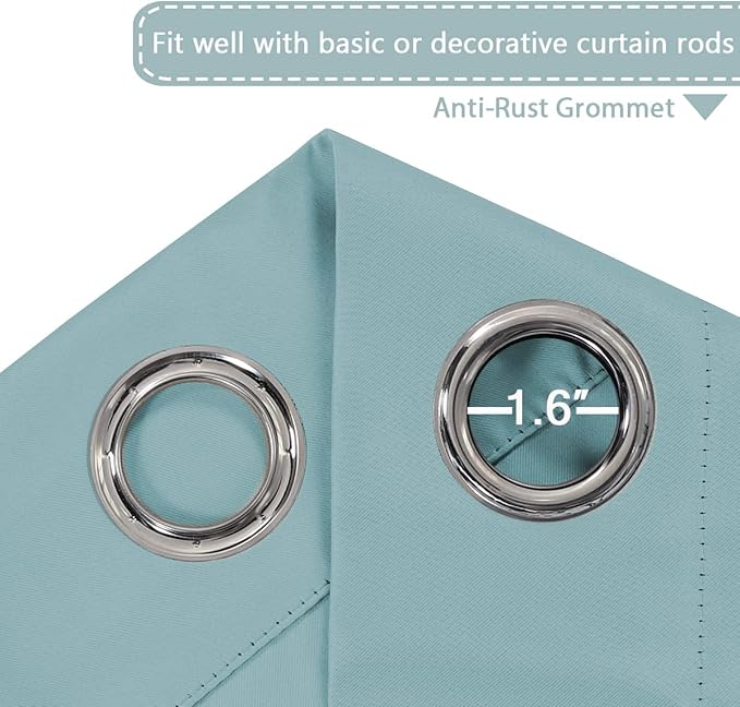 H.VERSAILTEX Blackout Patio Curtains 100 x 96 Inches for Sliding Door Extral Wide Blackout Curtain Panels Thermal Insulated Room Divider - Grommet Top, 8' Tall by 8.5' Wide - Mineral Blue