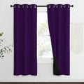 NICETOWN 100% Blackout Curtains with Black Liner Backing, Thermal Insulated Curtains for Living Room, Noise Reducing Drapes, Royal Purple, 37" Wide x 70" Long Per Panel, Set of 2 Panels