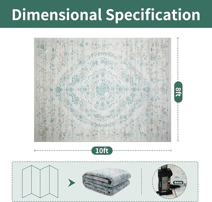 Washable Rugs 8x10 Area Rugs for Living Room-Modern Abstract Rugs for Bedroom,Dining Room,Ultra Soft Low Pile Large Carpet with Non Slip Rubber Backing,Neutral Accent Rug for Nursery Home Office