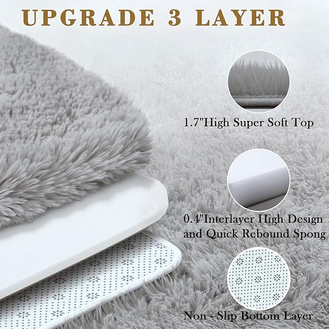 8x10 Area Rugs for Living Room Bedroom Rug, Large Shaggy Soft Plush Furry Bedside Rug, Area Rugs for Home Decor (Light Grey, 8x10 Feet)