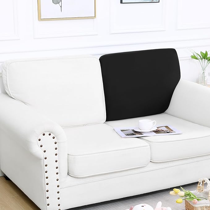 Smiry Printed Couch Cushion Covers, Stretch Soft Couch Covers for Sofa, Washable Non-Slip Sofa Slipcover Furniture Protector for Indoor and Outdoor (Backrest L, Black)