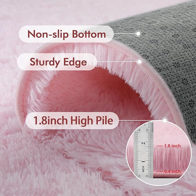 6x9 Ft Large Pink Rugs for Living Room Girls, Shag Fluffy Area Rug for Bedroom, Ultra Soft Furry Rug Indoor Carpet for Kids Room Nursery Home Decor